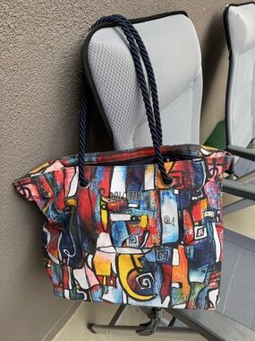 Dolcezza Simply Art "It's Complicated" Abstract Print Bag Artist Laurie DeVault